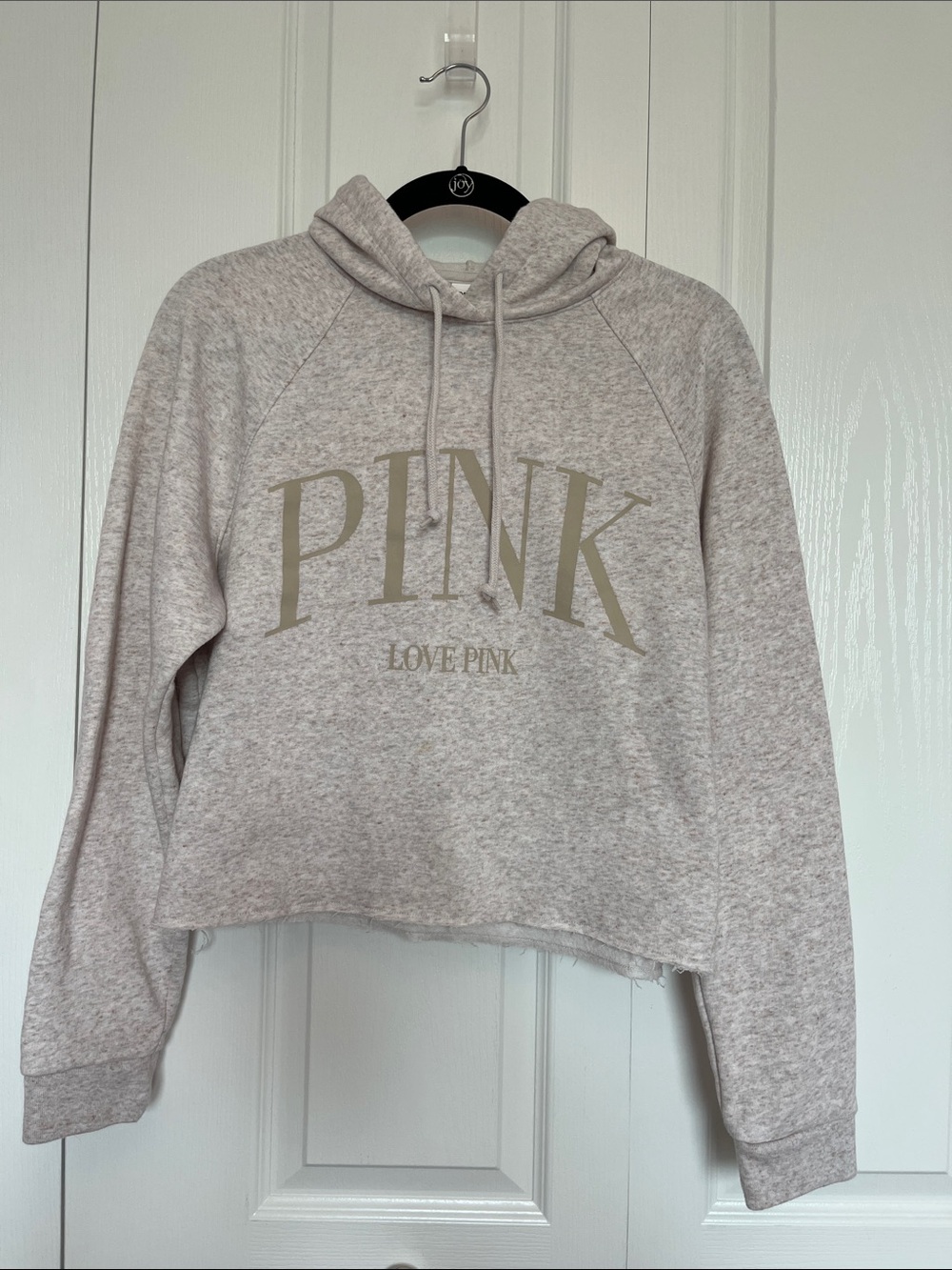 PINK Victoria's Secret Heather Oatmeal colored Cropped Hoodie